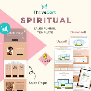 Plantilla de embudo de ventas de 4 páginas de ThriveCart espiritual