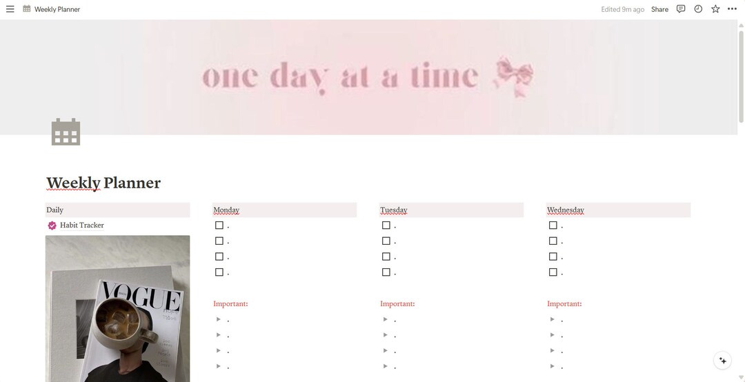 Templete Weekly Notion Weekly Planner - Notion Template - Etsy