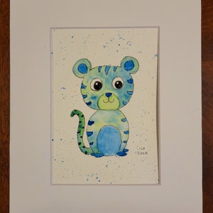 Year of the Water Tiger Print of my Baby Tiger Cub Watercolor Painting 5x7 Matted to 8x10