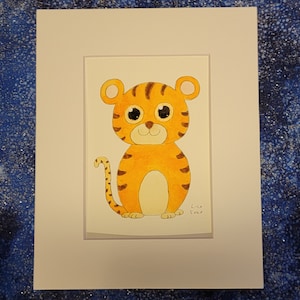 Year of the Tiger Print of my Baby Tiger Cub Watercolor Painting 5x7 Matted to 8x10