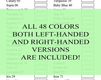 Art-n-Fly Color Chart for 48 Artist Grade Oil Based Colored Pencil Set Swatch Sheet Digital Download