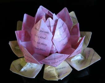 Love is Patient, Love is Kind Watercolor Origami Lotus Flower