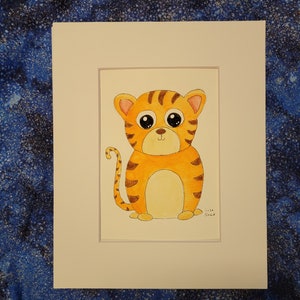 Year of the Tiger Print of my Baby Tiger Cub Watercolor Painting 5x7 Matted to 8x10