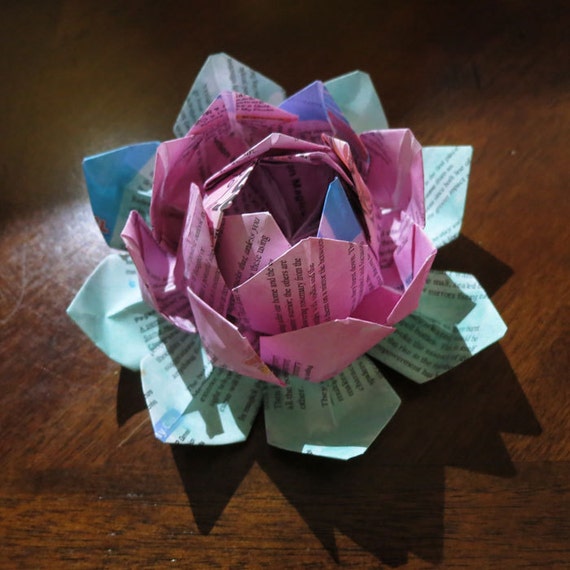 Hand Made Literary Origami Lotus Flower