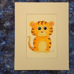 Year of the Tiger Print of my Baby Tiger Cub Watercolor Painting 5x7 Matted to 8x10