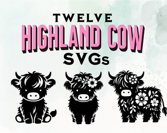 Highland Cow Svg | Floral Highland Cow PNG | Digital Download Commercial Use | Cute Cow Svg | Highland Cow with Flowers | Cow Face Svg