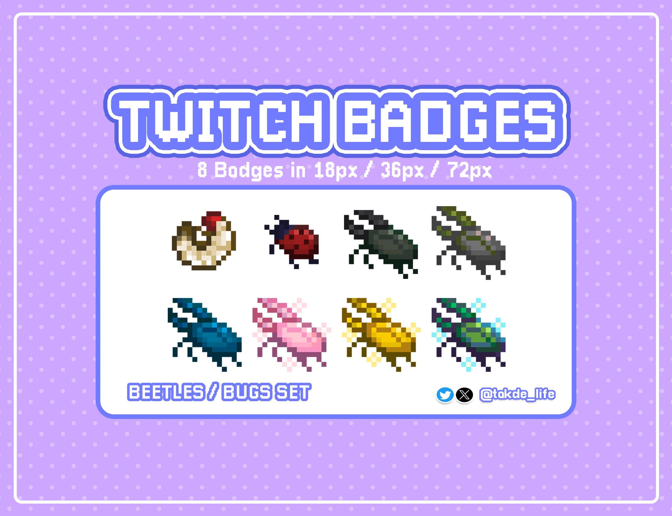 Beetles/Bugs in Pixel Badges / Bits For Twitch,Youtube,Discord | Streaming /  Game Assets