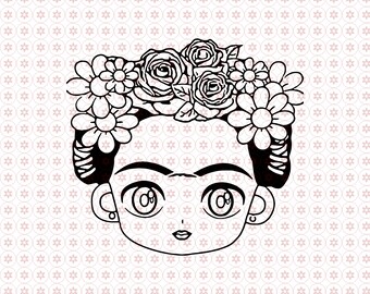 Frida Design Cut Dateien für Cricut, Clipart, Eps Ai Png, für Tshirt Tassen und mehr