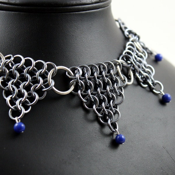 Gunmetal Dagger's Point Necklace with Custom Color Beads