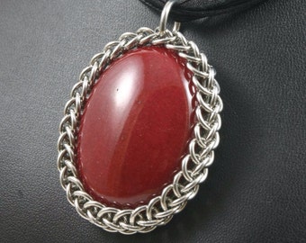 Red Mountain Jade Wrapped in Chainmail