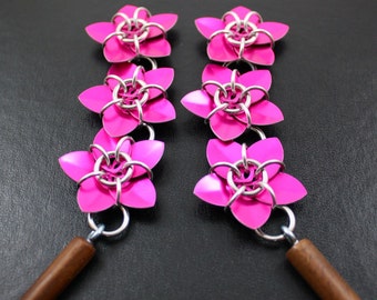 Two Cascading Scale Flower Hair Sticks