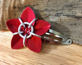 Shiny Scale Flower Barrette