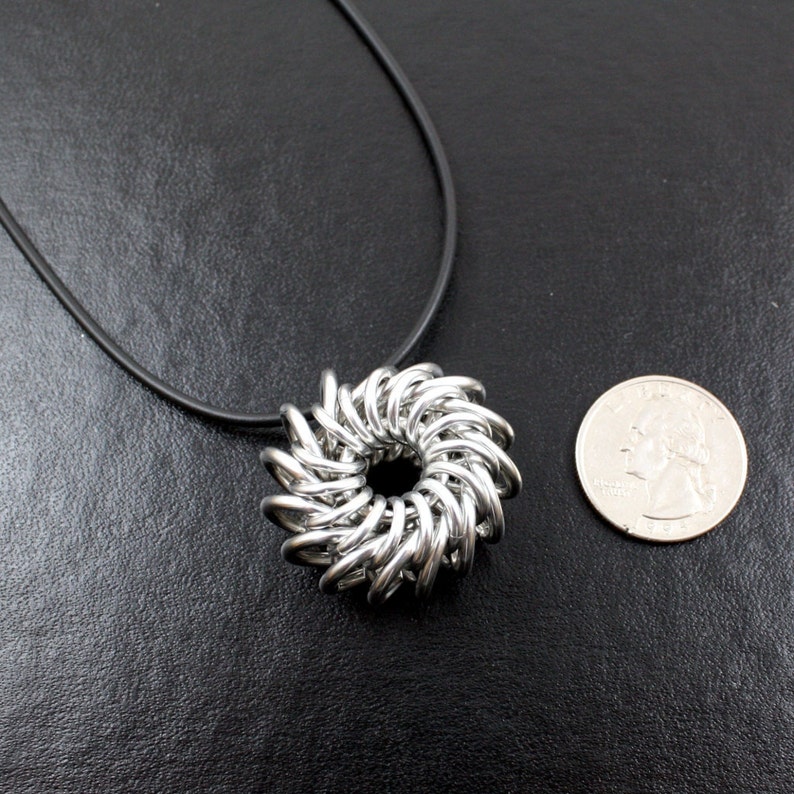 Silver Whirlybird Chainmail Pendant image 4