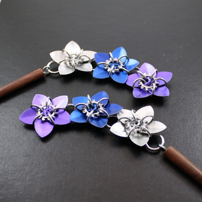 Pair of Twilight Cascade Scale Flowers Hair Sticks image 2