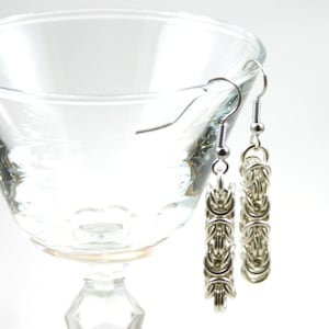 Sterling Silver Byzantine Chainmail Earrings