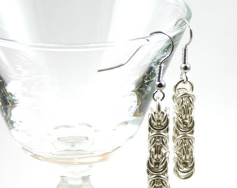 Sterling Silver Byzantine Chainmail Earrings