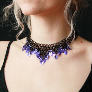 Chainmaille Choker with Tiny Scale Fringe