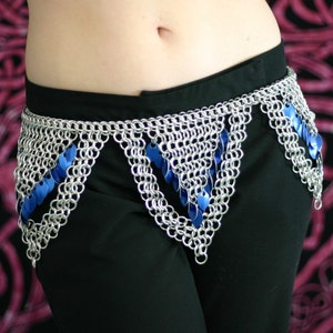Blue Inner Fringe Scale Dancing Belt