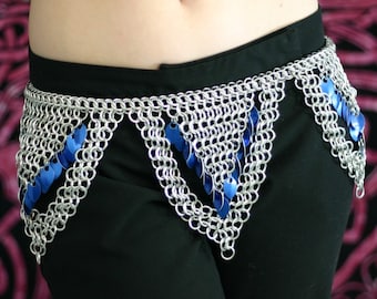 Blue Inner Fringe Scale Dancing Belt