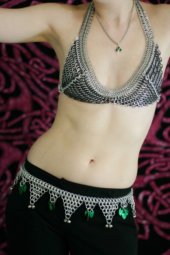 Chainmail Bikini Top Waterproof and Custom Fit in Classic Silver and Black  -  Canada
