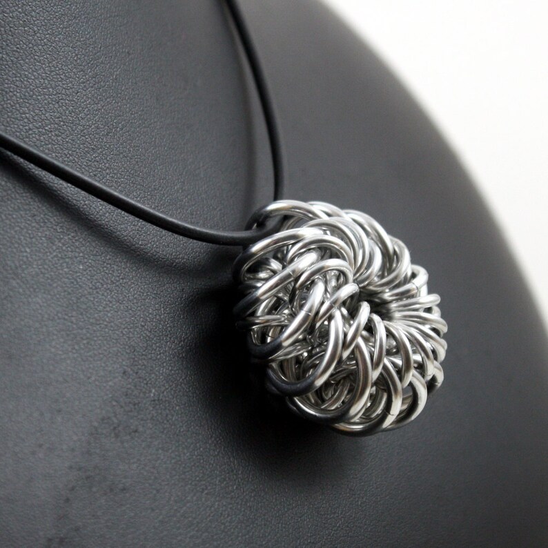 Silver Whirlybird Chainmail Pendant image 3