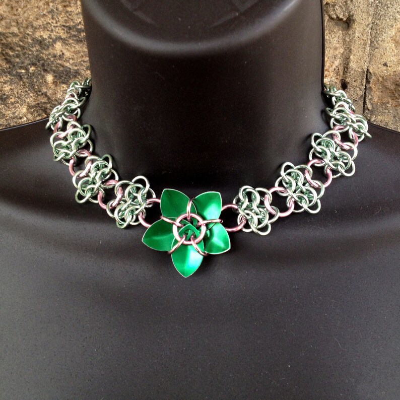 Chainmail Lace Flower Choker image 3