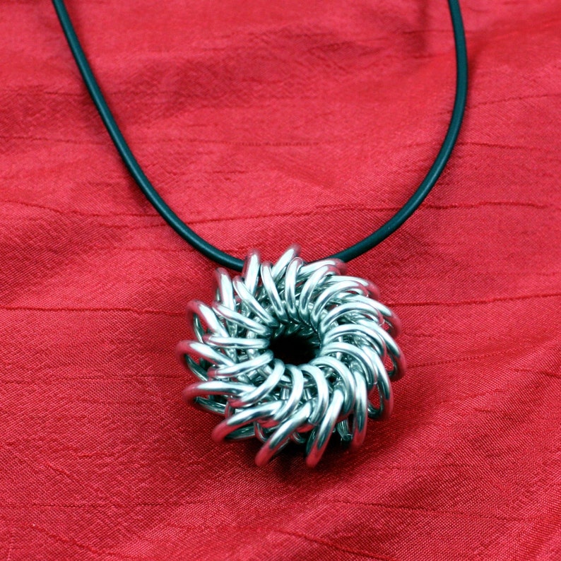 Silver Whirlybird Chainmail Pendant image 1