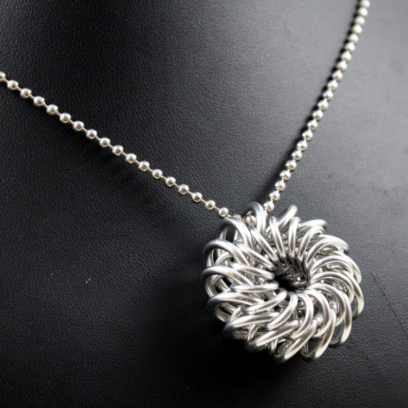 Silver Whirlybird Chainmail Pendant image 2