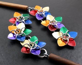 Rainbow Hair Sticks Flower Hair Sticks Hair Accessories Hair Pin Hair Fork Floral Chainmail Wood Hair Stick Hair Jewelry Wooden Hair Stick