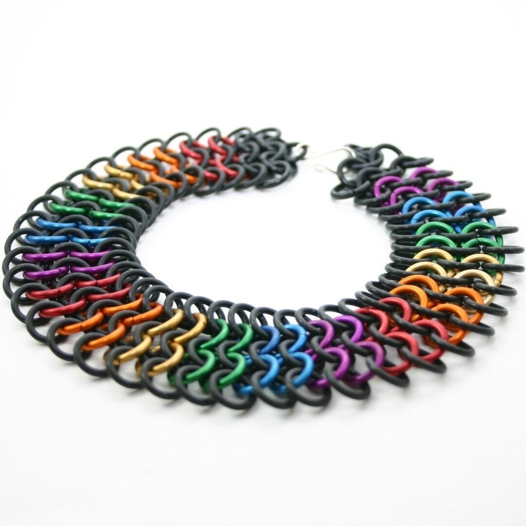 Custom Color Rainbow Chainmail Stretch Choker - Etsy