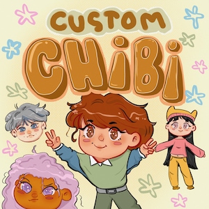Custom Chibi Waist-Up and Simple Cutesy Commisions | Chibi Fanart | Cartoon Drawing | Cute Illustration | Custom Icon PFP | Character Anime