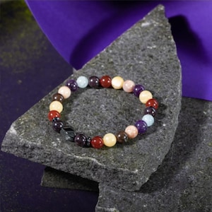 Aries Zodiac Bracelet: Aquamarine, Garnet & Aventurine Natural Stone