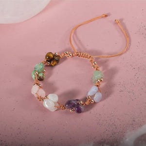 Cancer Zodiac Bracelet: Natural Stone Macrame Bracelet