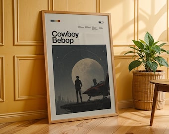 Affiche Cowboy Bebop, Décoration murale anime, Impression science-fiction rétro, Décoration personnalisée, Décoration de chambre manga, Cadeau pour les fans d'anime