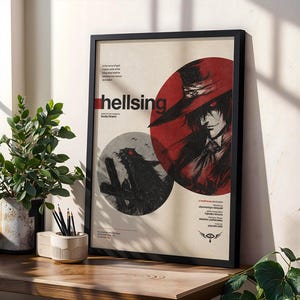Hellsing Poster, Dark Anime Wall Art, Alucard Manga Print, Personalized Gift Decor, Hellsing Ultimate, Anime Gift