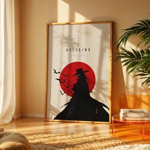 Hellsing Poster, Dark Anime Wall Art, Alucard Manga Print, Personalized Gift Decor, Hellsing Ultimate, Anime Gift