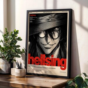 Hellsing Poster, Dark Anime Wall Art, Alucard Manga Print, Gothic Vampire Decor, Hellsing Ultimate Anime Gift