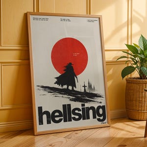 Hellsing Poster, Dark Anime Wall Art, Alucard Manga Print, Gothic Vampire Decor, Hellsing Ultimate Anime Gift