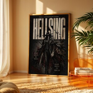 Póster de Hellsing, arte mural de anime oscuro, lámina de manga de Alucard, decoración gótica de vampiros, el regalo definitivo de anime de Hellsing