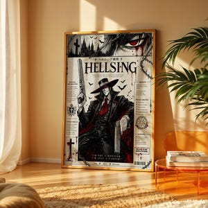 Hellsing Poster, Dark Anime Wall Art, Alucard Manga Print, Gothic Vampire Decor, Hellsing Ultimate Anime Gift