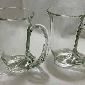 Indiana Glass Tiara Glasses/Beer Mugs/Horn Glasses. Set of 2.