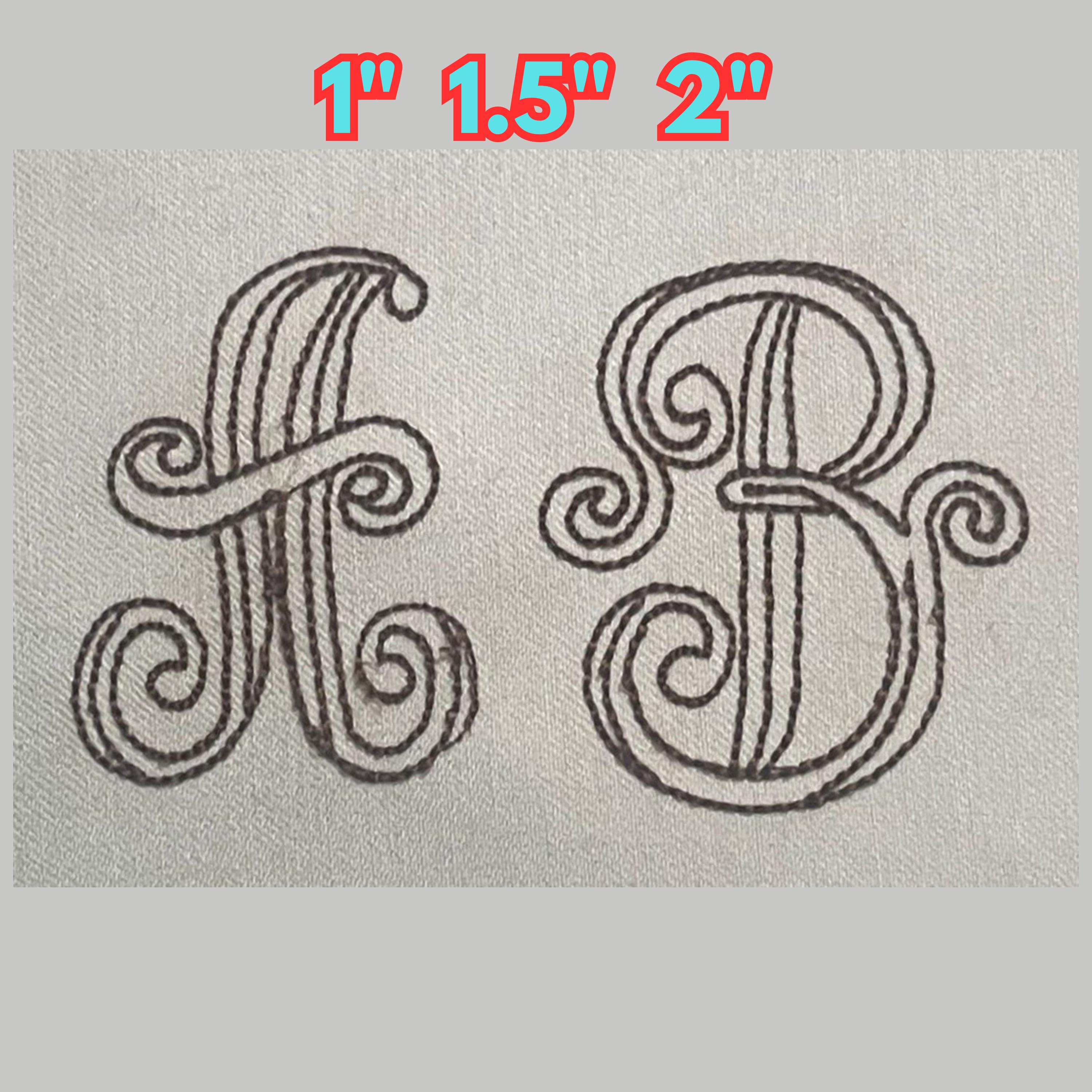 Monogram Bean Font | Machine Embroidery Files, A to Z Sizes 1, 1.5, 2 ...
