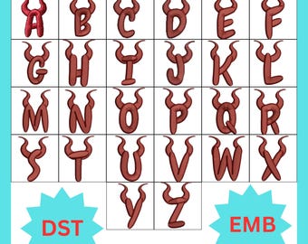 3D Puffy Embroidery Font: Devil Letters (Machine Embroidery Pattern)