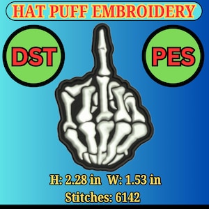PUFF Embroidery | Hat front Embroidery | Trucker Hat | Skeleton logo | Machine Embroidery | Hat DST | Hat PES | cap design
