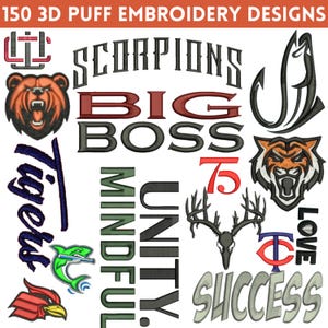 3D Puff Hat Embroidery files, puffy foam embroidery designs, Trucker Hat Embroidery, 150 3D Puff files, Beanie, Machine embroidery Designs