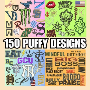 3D Puff Hat Embroidery files, puffy foam embroidery designs, puffy embroidery pattern, 150 3D Puff files, Beanie, Machine embroidery Designs