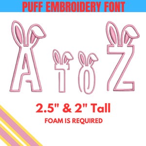 Outline puffy embroidery font, kids puffy embroidery designs, puffy font pes, bunny 3D embroidery, funky puffy font, 3D puff embroidery