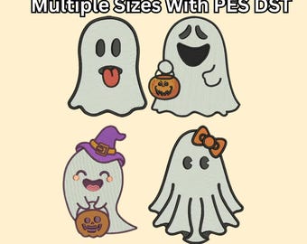 Halloween Ghost Embroidery Designs, PES DST Files (2-5 inches) (Digital Download)