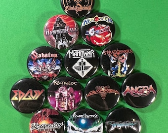 Power Metal Bands 2 cm Button Set (alle 13 Pins enthalten) Heavy Metal Rock