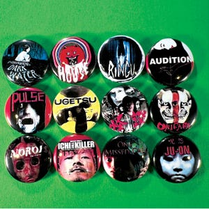 Japanese Horror Movies 1" Pinback Button Set (All 12 Pins) Scary Grudge Ring